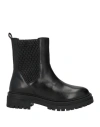 Geox Woman Ankle Boots Black Size 5 Leather, Synthetisches Material In Black