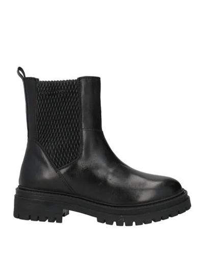 Geox Woman Ankle Boots Black Size 5 Leather, Synthetisches Material