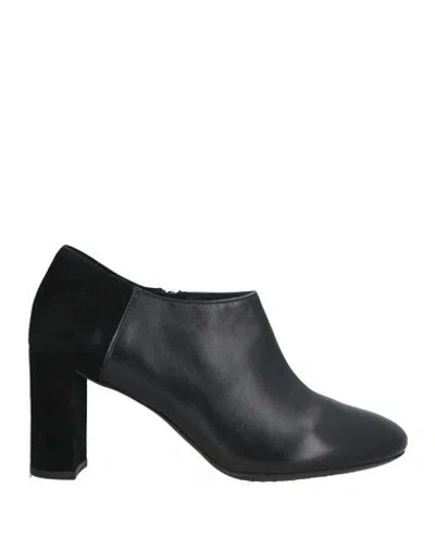 Geox Woman Ankle Boots Black Size 10 Goat Skin, Sheepskin