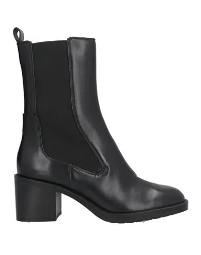 Geox Woman Ankle Boots Black Size 8 Leather