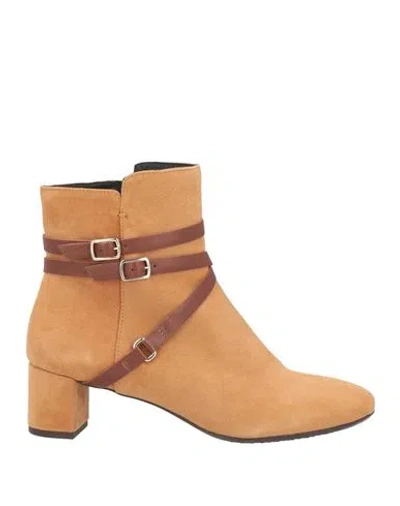 Geox Woman Ankle Boots Camel Size 10.5 Goat Skin In Beige