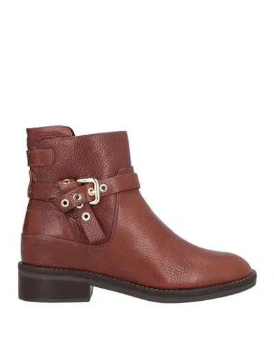 Geox Woman Ankle Boots Tan Size 8 Leather In Brown