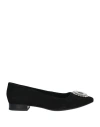 Geox Woman Ballet Flats Black Size 8 Leather In Black