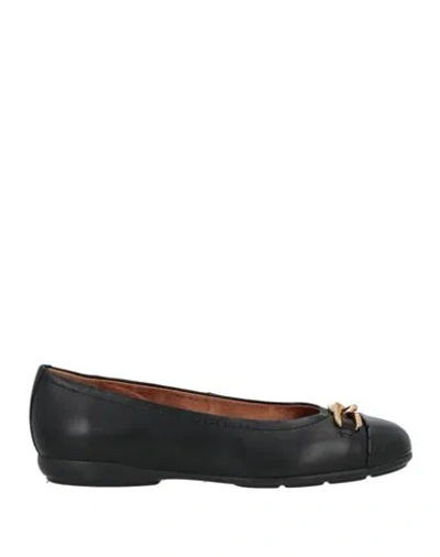 Geox Woman Ballet Flats Black Size 8 Leather