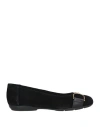 Geox Woman Ballet Flats Black Size 10.5 Leather In Black