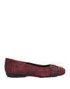 Geox Woman Ballet Flats Burgundy Size 8 Leather In Red