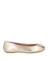 Geox Woman Ballet Flats Gold Size 8 Leather In Gold