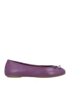 Geox Woman Ballet Flats Purple Size 6 Leather In Purple