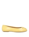 Geox Woman Ballet Flats Yellow Size 7 Leather In Yellow