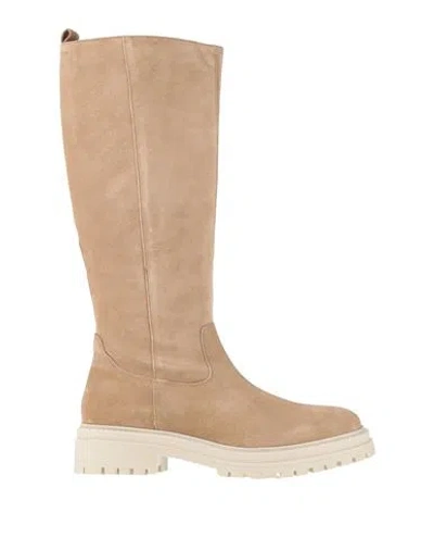 Geox Woman Boot Beige Size 10 Leather In Sand