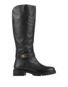 Geox Woman Boot Black Size 8 Leather In Black