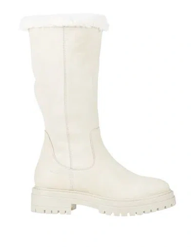 Geox Woman Boot White Size 7 Leather, Textile Fibers