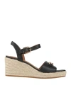 Geox Woman Espadrilles Black Size 8 Leather