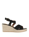 Geox Gelsa Ankle-strap Wedge Espadrilles In Black
