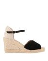 Geox Woman Espadrilles Black Size 8 Leather, Textile Fibers