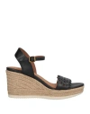 Geox Woman Espadrilles Black Size 8 Leather, Textile Fibers