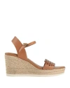 Geox Woman Espadrilles Brown Size 7.5 Leather, Textile Fibers In Brown