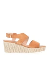 Geox Woman Sandals Camel Size 10 Soft Leather In Beige
