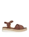 Geox Woman Espadrilles Camel Size 8 Leather In Brown