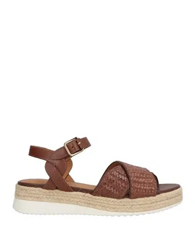 Geox Woman Espadrilles Camel Size 8 Leather In Brown