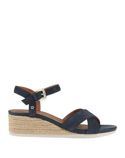 Geox Woman Espadrilles Navy Size 8 Leather