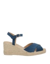 Geox Woman Espadrilles Navy Size 8 Leather In Blue