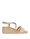 Geox Woman Espadrilles Sand Size 8 Leather In Beige