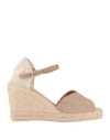 Geox Woman Espadrilles Taupe Size 7 Leather, Textile Fibers In Grey