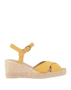 Geox Woman Espadrilles Yellow Size 7 Leather