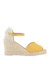 Geox Woman Espadrilles Yellow Size 8 Leather, Textile Fibers