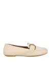 Geox Woman Loafers Beige Size 7.5 Leather In Beige