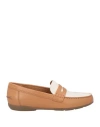 Geox Woman Loafers Beige Size 8 Leather In Beige
