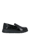 Geox Woman Loafers Black Size 8 Leather In Black