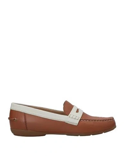 Geox Woman Loafers Camel Size 5 Soft Leather In Beige