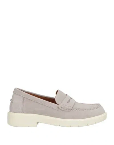 Geox Woman Loafers Light Grey Size 8 Leather