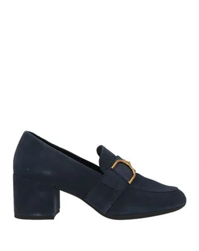Geox Woman Loafers Navy Blue Size 8 Leather