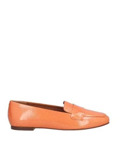 Geox Woman Loafers Orange Size 8 Leather