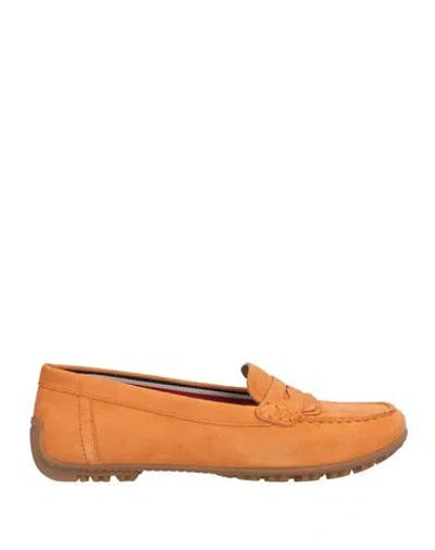 Geox Woman Loafers Orange Size 8 Leather