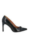 Geox Woman Pumps Black Size 7.5 Leather In Black