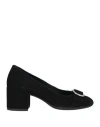 Geox Woman Pumps Black Size 8 Leather In Black