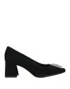 Geox Woman Pumps Black Size 8 Leather In Black