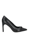 Geox Woman Pumps Black Size 8 Leather In Black