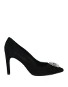 Geox Woman Pumps Black Size 8 Leather In Black