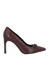 Geox Woman Pumps Burgundy Size 8 Leather In Red