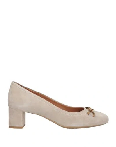 Geox Woman Pumps Light Grey Size 8 Leather