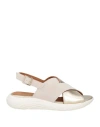 Geox Woman Sandals Beige Size 7 Leather In Beige