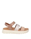 Geox Woman Sandals Beige Size 8 Leather, Textile Fibers In Beige