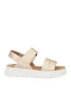 Geox Woman Sandals Beige Size 8 Textile Fibers In Beige