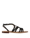 Geox Woman Sandals Black Size 8 Leather In Black