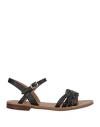 Geox Woman Sandals Black Size 8 Leather In Black